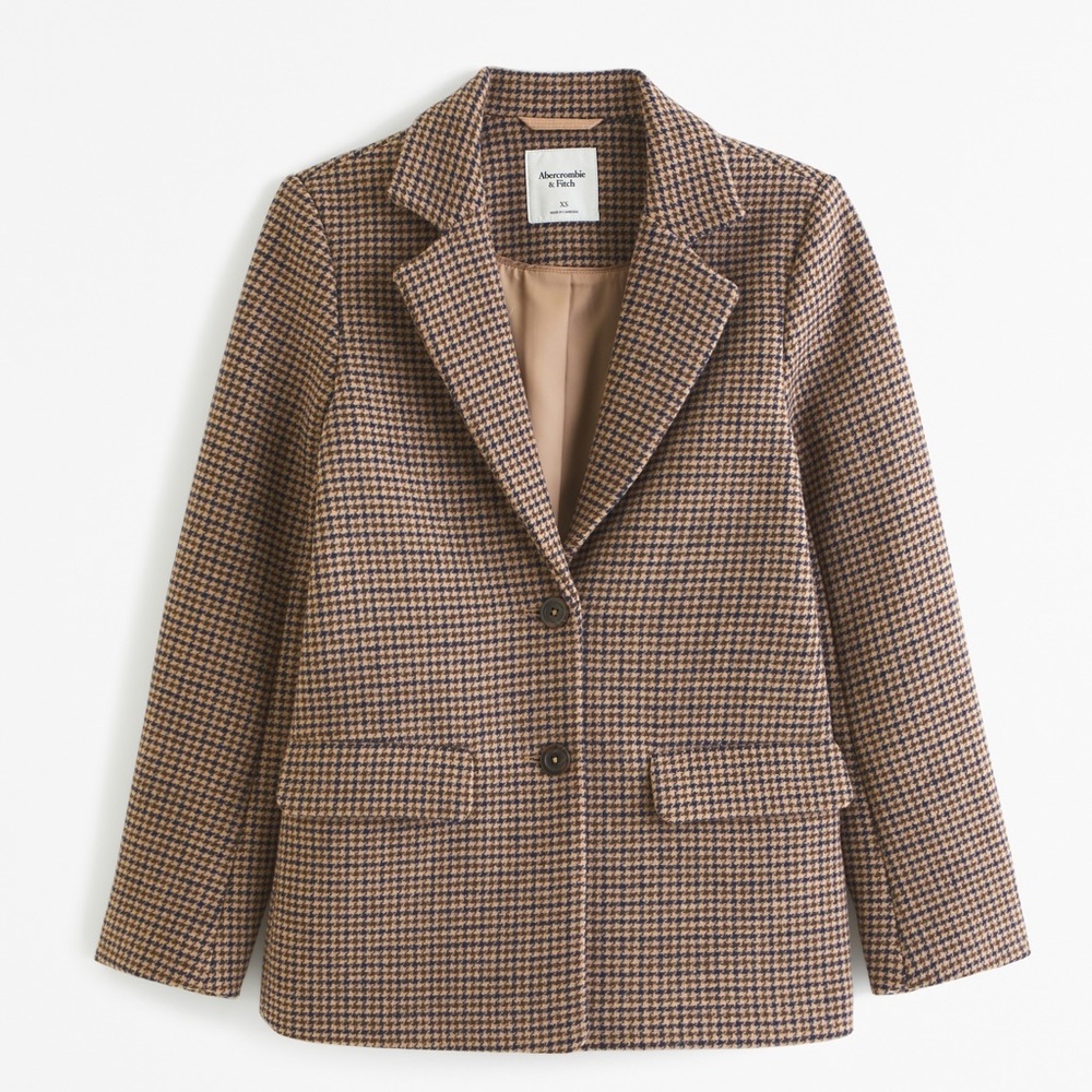 Abercrombie Heavy-weight, wool-blend blazer coat - Sold Out Brown Plaid - US XL
